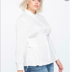 Eloquii Tie Waist Button Up top